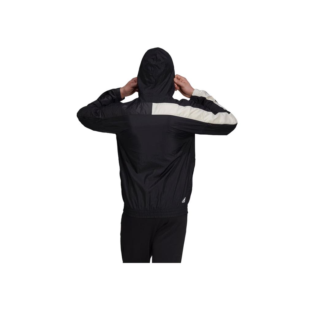Adidas Bunda s kapucí proti větru s kontrastním logem Pánské bundy Černá GT9769