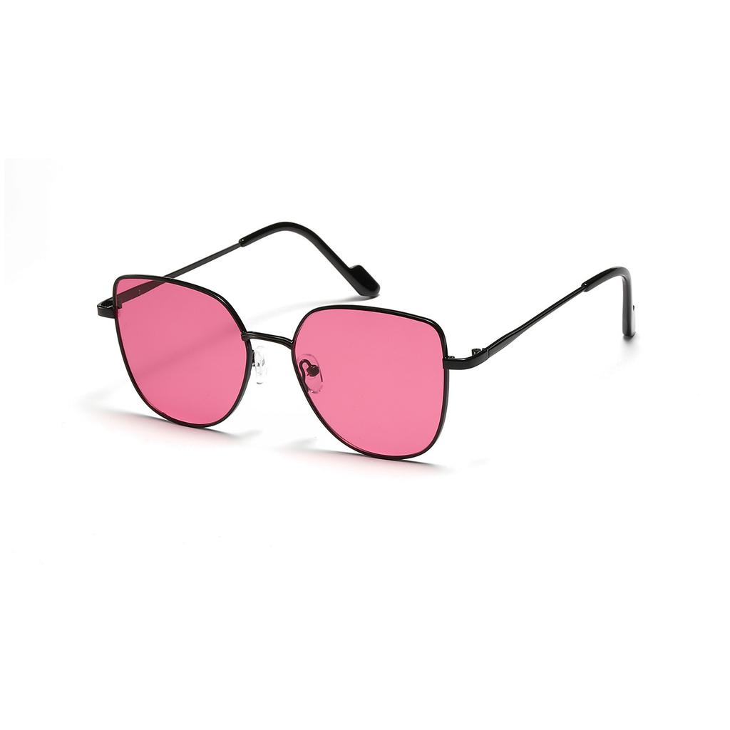 Metal Cat Eye Glasses Women'S Large Frame Sunglasses Color Film Sunglasses Men'S Simple