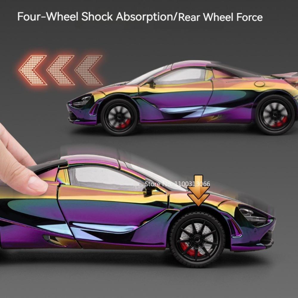 1:24 720S Alloy Models Cars Diecast Toys Wheel Shock Absorption Car Toy Rubber Tires Miniature Vehicles Perfect Gifts for Kids