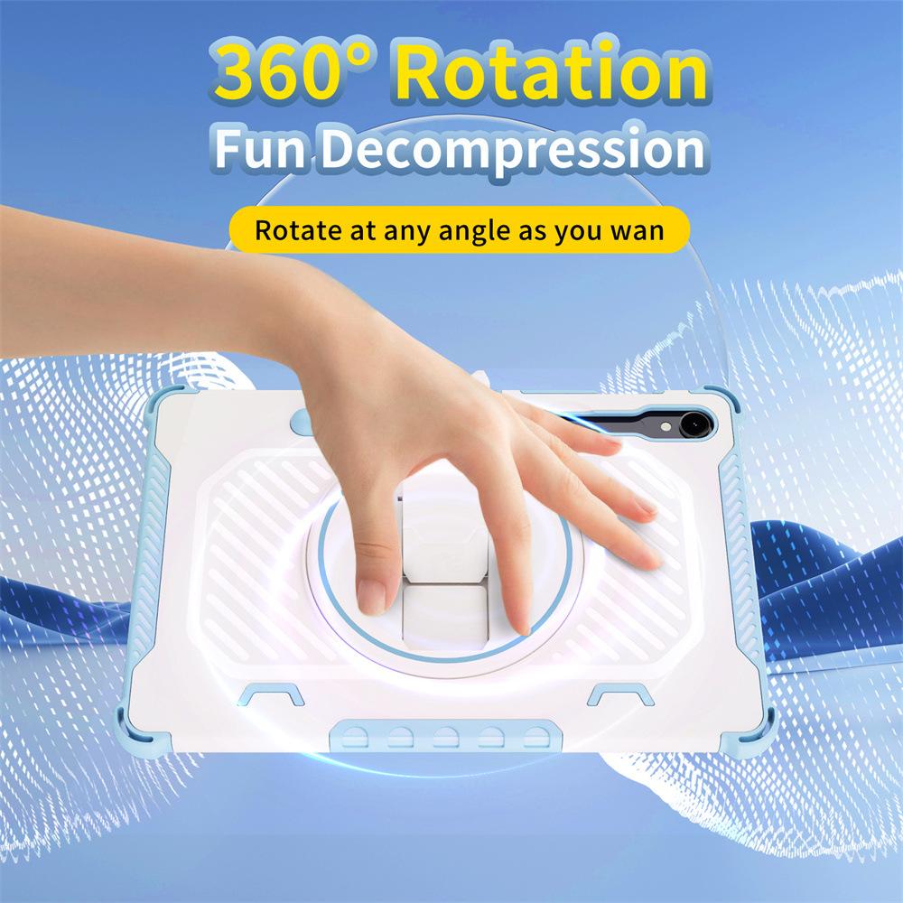 Suitable for Samsung Tablet Protective Case S7+ S7FE S8plus S9FE S9+ S10plus with Rotating Stand A11plus