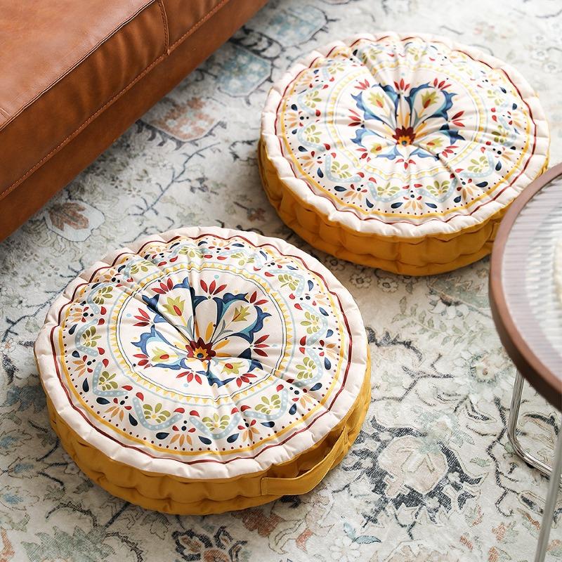 

Square Printed Dining Chair Cushion Bohemian Style Household Thickened Round Office Pillow Home Chair Decor 45X45cm