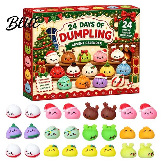Sensory Relief Gifts for Classmates 2026 Christmas Dumplings Advent Calendar with 24 Mini Bun Squeeze Party Supplies Students Toys Festive Countdown