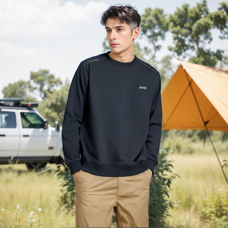 Jeep Men's Autumn/Winter Thickened Crew Neck Sweatshirt
