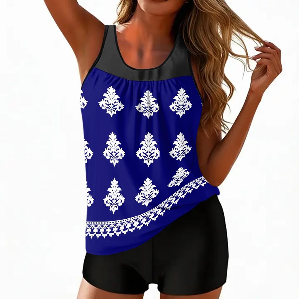 Women's Bohemian Print Split Swimsuit Sport Swimsuit