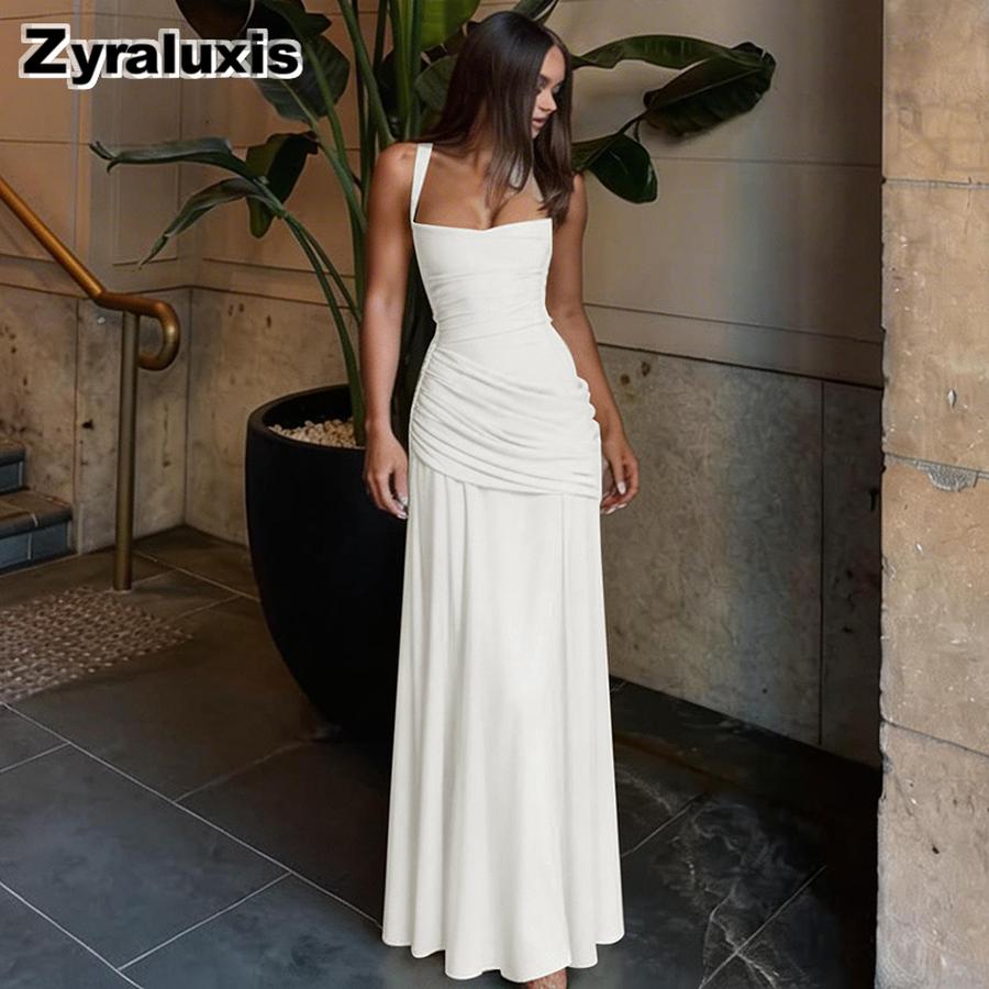 Modisches Neues Abendkleid Schlanke Passform Einfarbiges Design mit Rückenschleife Ärmellos Langes Bodycon-Kleid