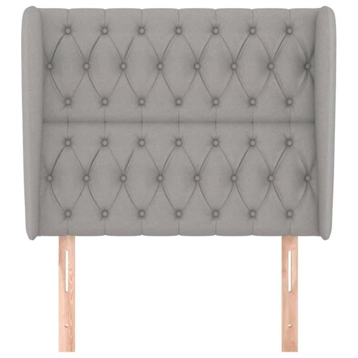 VidaXL Tête de lit avec oreilles Gris clair 93x23x118-128 cm Tissu3118274
