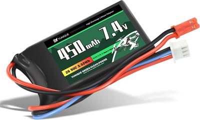 Lipo Battery 2S 7.4V 450mAh 50C with JST Connector – High Power for RC Models – Soft Case, Silicone Wire
