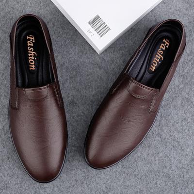 Fashion Men's Casual Shoes Brands Fashion Anti-slip Wearable Comfortable Leather Soft Bottom Business Versatile Leather Slip-on Shoes