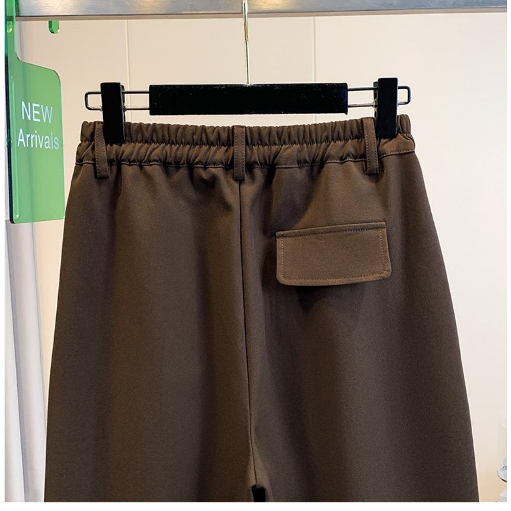 DIMANAF 2025 Autumn Winter Women Plus Size Pants Bottoms Thick Flocking Casual Lady Long Pants Oversized Loose