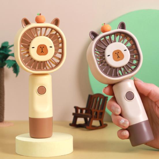 Handheld Fan Multi-Speed Adjustable Capybara Design Quiet Operation USB Rechargeable Portable Cooling Fan