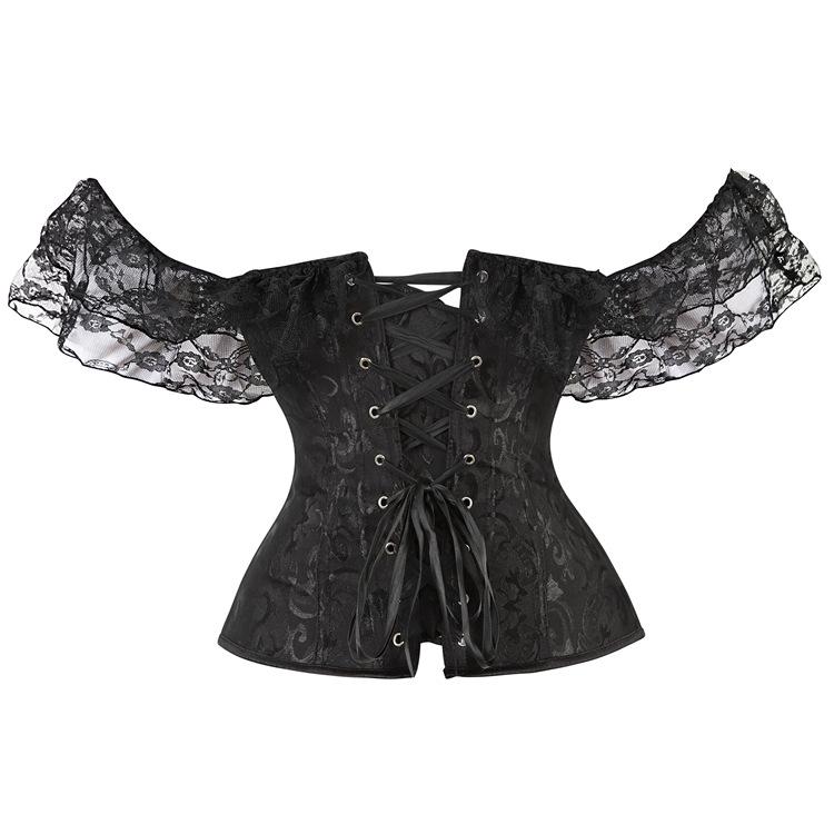 Court Style Jacquard Bodysuit with Lace Straps