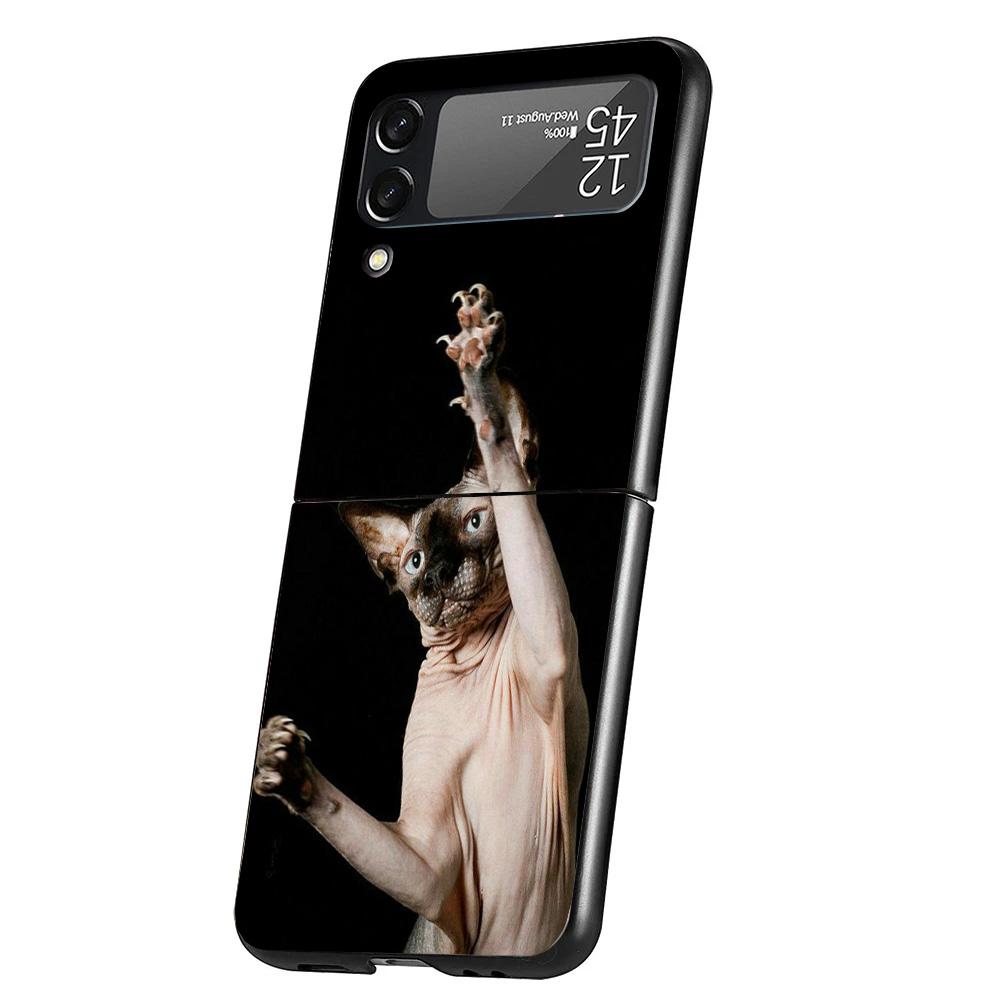 Lavaza Sphynx Sphinx Cat Cover Phone Case For Samsung Galaxy Z Flip 7 6 5 4 3 5G Flip7 Flip6 Flip5 Flip4 Flip3 Black Fundas Shel