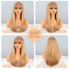 MISSQUEEN Women Long Layered Light Brown Ombre Wig with Bangs Synthetic Fiber Natural Straight Daily Wear Cosplay Wig