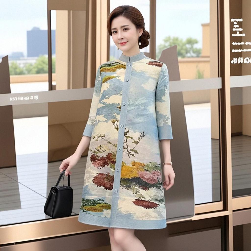 Frühlingshaftes Blumen-Faltenkleid - Elegant in Übergröße für Frauen mittleren Alters