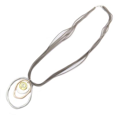[P7585] - Designer Long Necklace 'Tree of Life' Silver Gray - 95x75 Mm