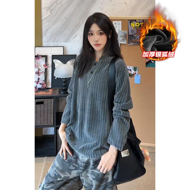 Men's Black & White Striped Oversized Shirt Casual Loose Long Sleeve Blouse