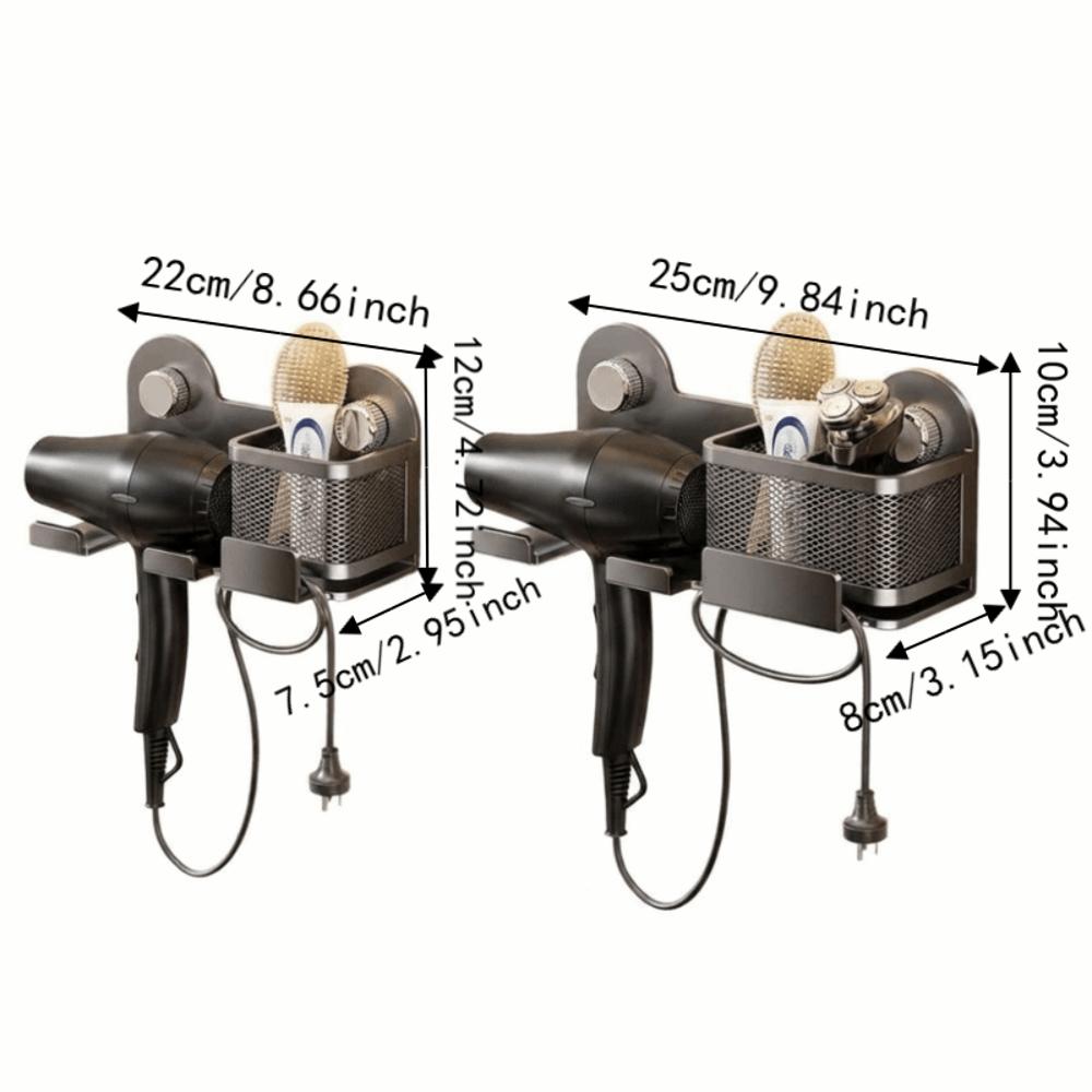 Wall Mounted Suction Cup Hair Dryer Holder Large Capacity Hair Straightener Holder Hotel