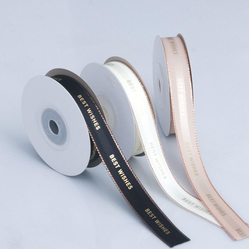 Crafting Elegant Multifunction 1.5cm Gold Ribbed Ribbon Ribbon Baking Cake Holiday Gifts Flower Bouquet Gift Box Packaging Ribbon Home Decoration