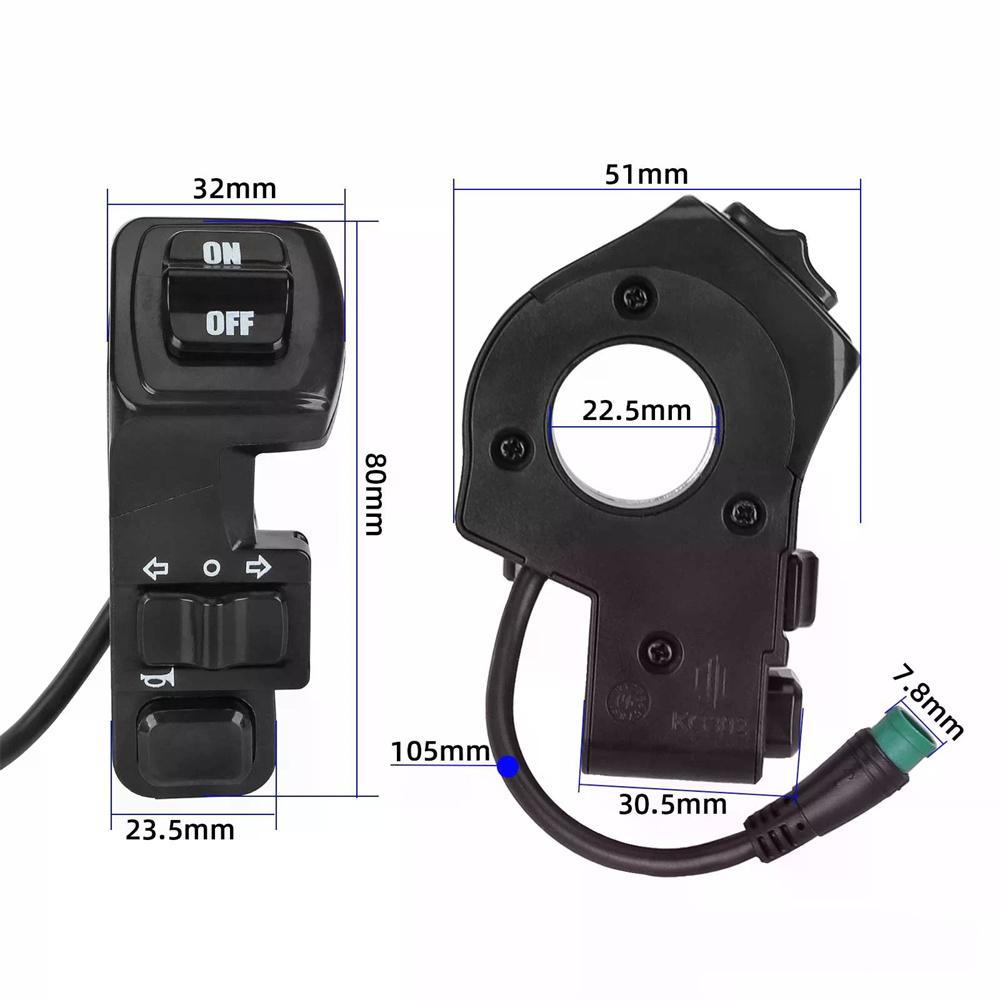 5-poliger Lenkerschalter mit Scheinwerfer-Blinker-Funktion für KuKirin G2Pro