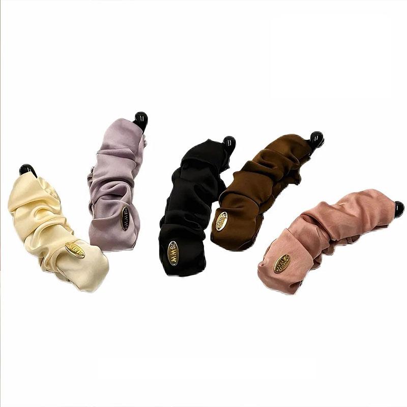 1PC Elegant Solid Fold Fabric Banana Hairpin For Women Girls High Ponytail Holder Hair Clip Barrette Fashion Hair Accessories