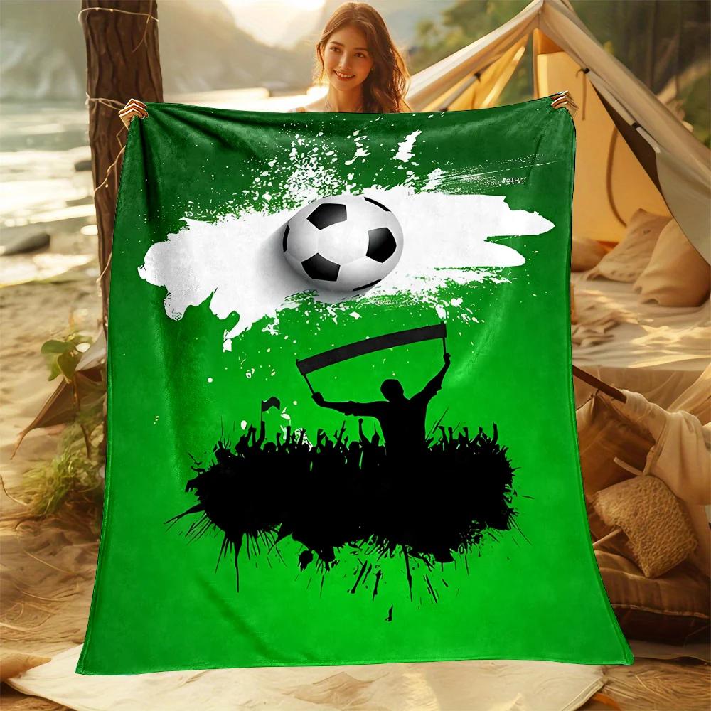 Football Theme Blanket, Soft Throw Blanket for Home Bedroom Bed Sofa Picnic Travel Office Rest Cover Blanket Kids Birthday Gift