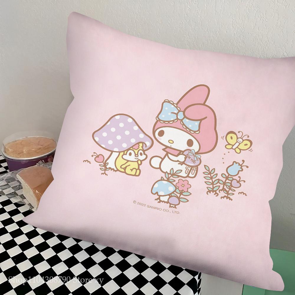 Cartoon My Melody Pillow Case Fashion Square Pillowcase Bedroom Sofa Room Ins Decoration Leisure Cushion Cover 40x40
