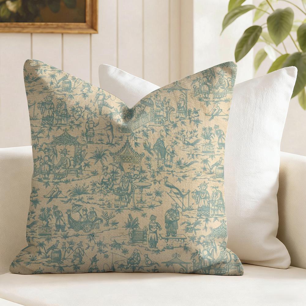 Funda de Cojín con Estampado Estilo Lavado Vintage Funda de Almohada de Lino Natural Funda de Cojín con Estampado a Doble Cara Para Sofá Decoración del Hogar