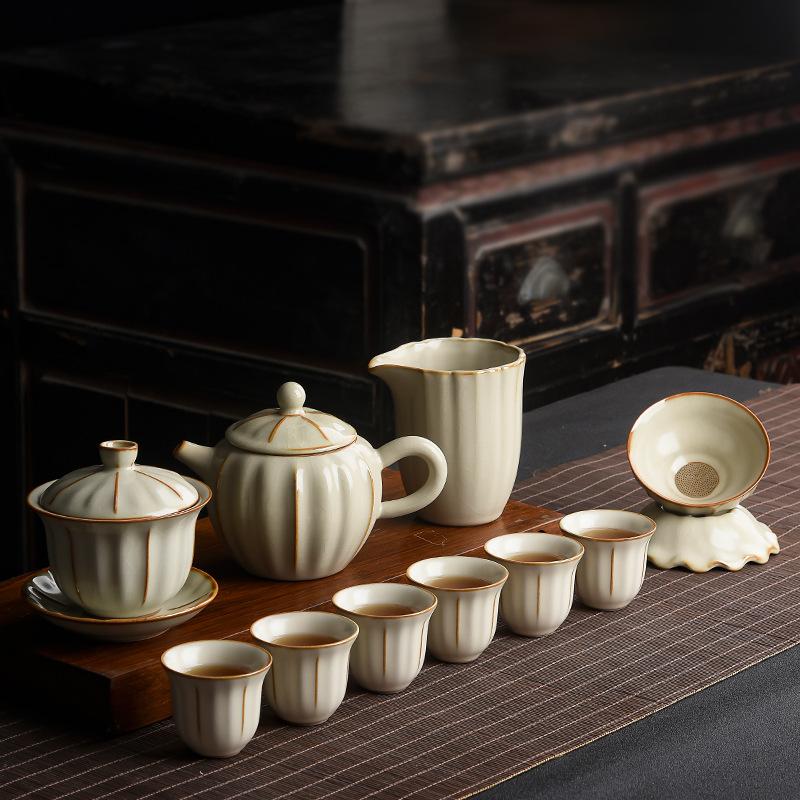 Ru Kiln Tea Set Business Gifts Household Activities Festival Souvenirs Ceramic Kung Fu Tea Set Gift Box