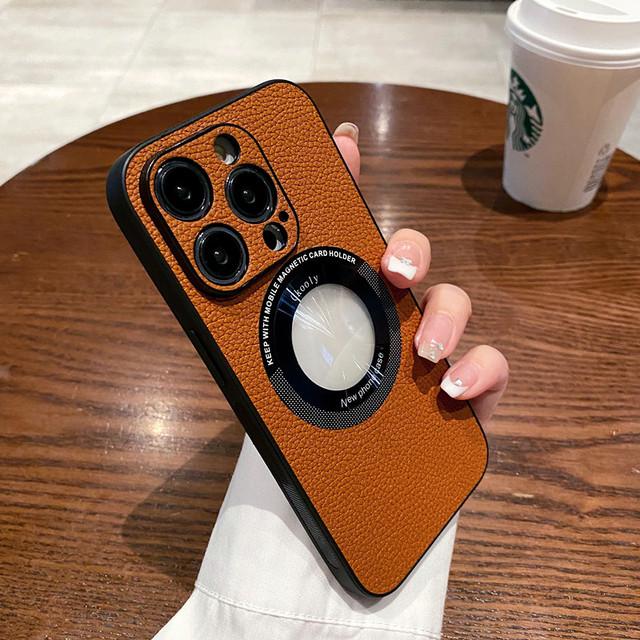 

Роскошный кожаный чехол для телефона Magsafe с беспроводной зарядкой для Iphone 14 13 12 11 Pro Max Plus, магнитный силиконовый жесткий чехол for 14 plus