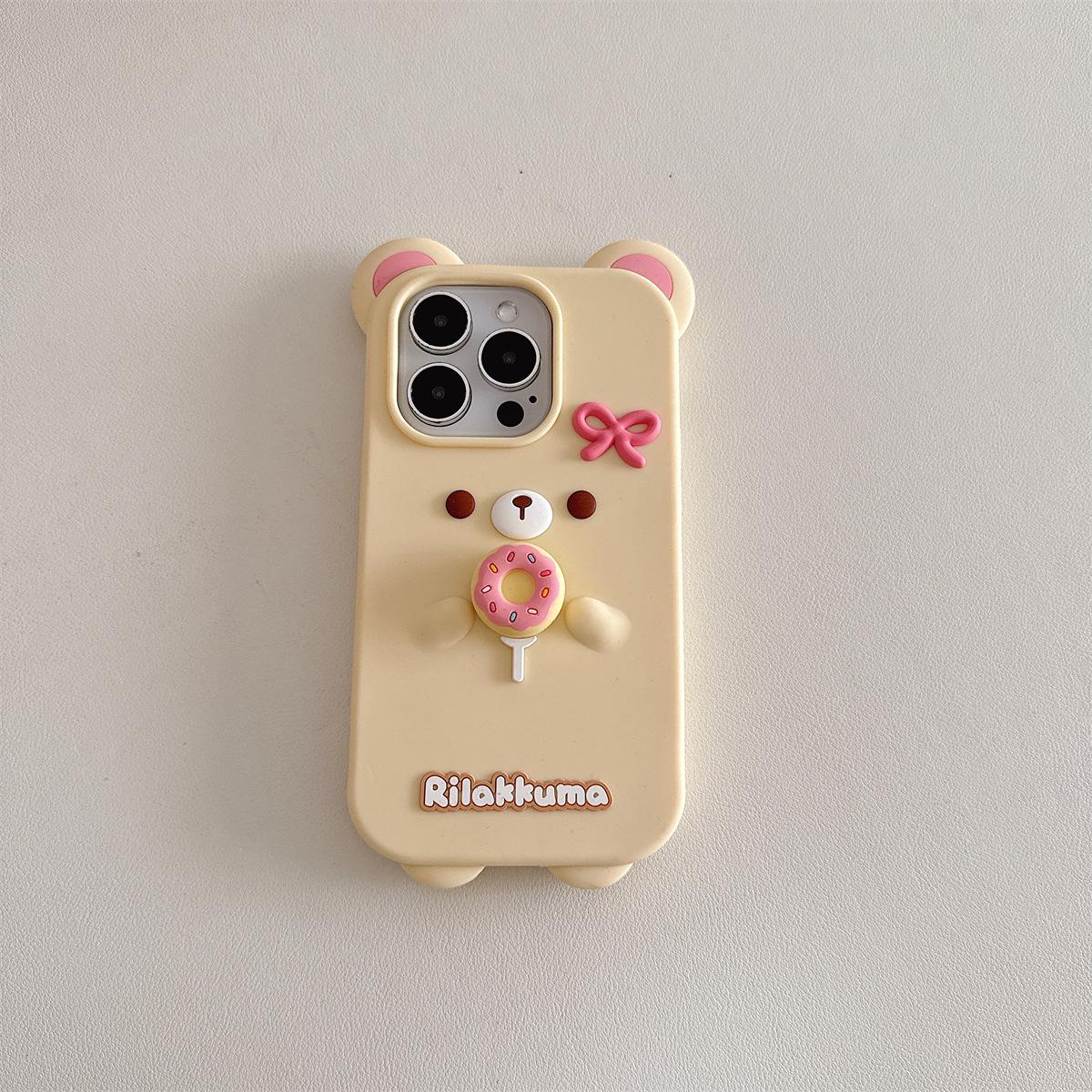 

Rilakkuma Rotating Donut Drop-Proof Phone Case for iPhone 14/13/12/11 Pro/Pro Max iPhone 17 Pro