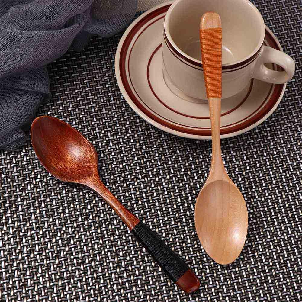 Mixing Adults Tableware Wooden Eating Elegant Cutlery Scoop Kitchen Utensil Soup Spoons