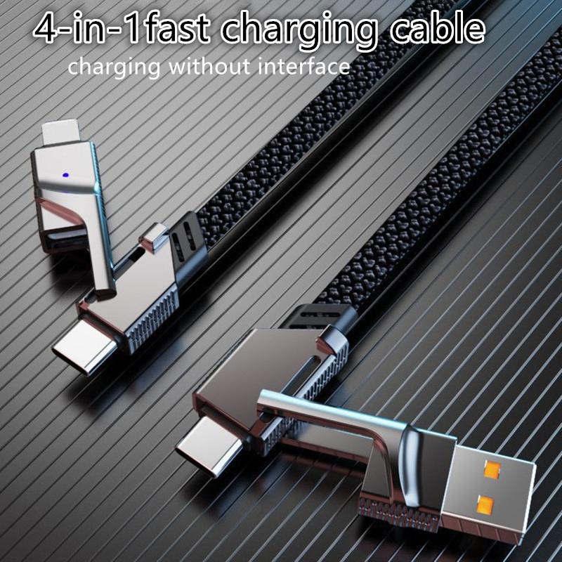 4 In 1 66W Usb Type C Fast Charging Data Cable Cord Pd 27W For Iphone 15 Samsung Xiaomi Multi Port Mecha Quick Charge Wire Line