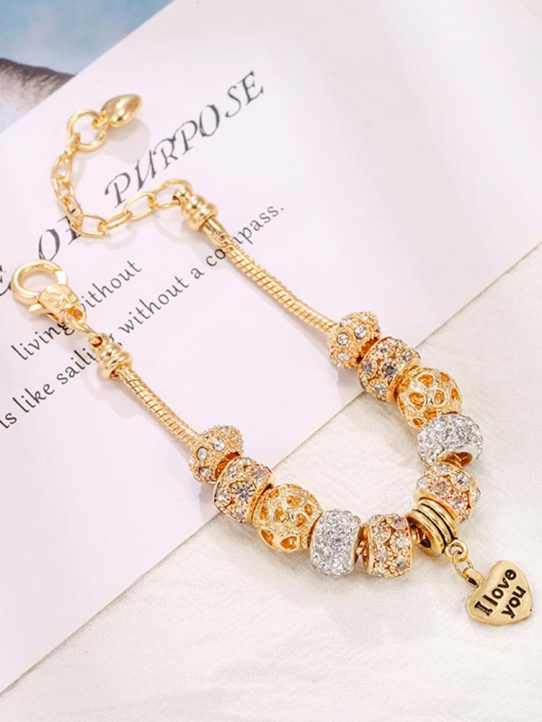 1PC Women's Fashion Pan Family DIY Multi Element Love Beaded Bracelet Date Travel Banquet Party Holiday Dressing Gift