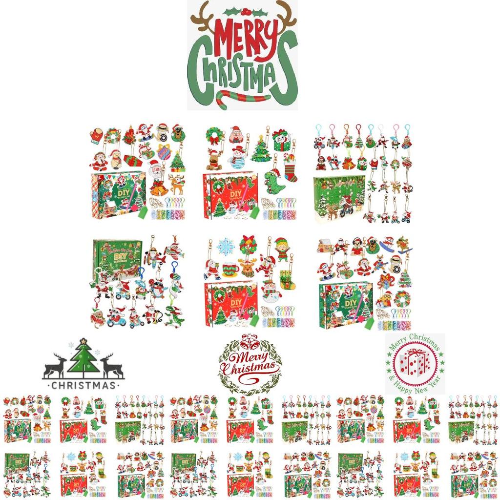 Colorful Acrylic Christmas Gift Blind Box Diy Diamond Painting Keychain Set 15 Pieces