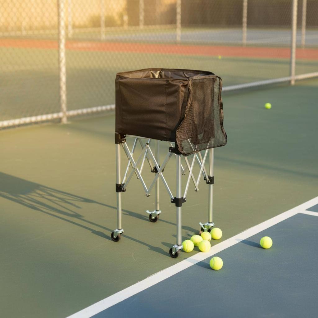 Tennis Ball Collector Cart Lightweight Tennis Ball Cart 1 Piece Large Capacity Sports Equipment Foldable For Trainers