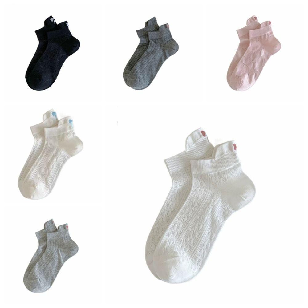 6Pairs Lolita JK Embroidery Bow Socks Sweet Socks Women Soft Ballet Tube Socks  Streetwear