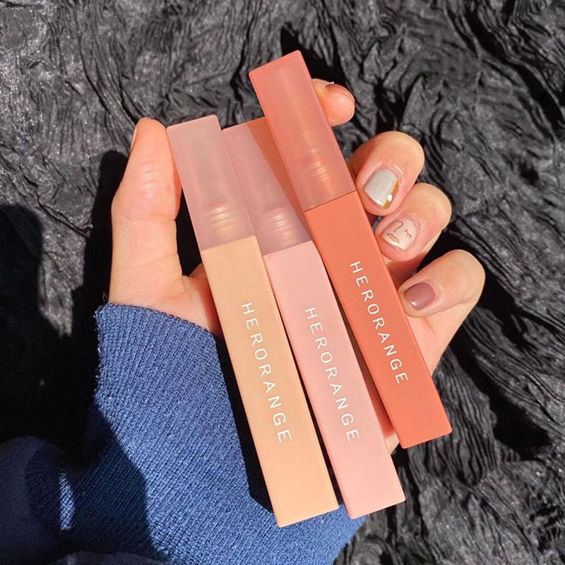 Herorange Velvet Matte Lip Gloss Glaze Waterproof Long-Lasting Liquid Lipsticks Tint Silky Texture Pigment Cosmetics