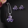 2026 Purple Love Necklace Earrings Set with Zircon Jewelry Set Small Fresh Heart Necklace Jewelry Set Bracelet