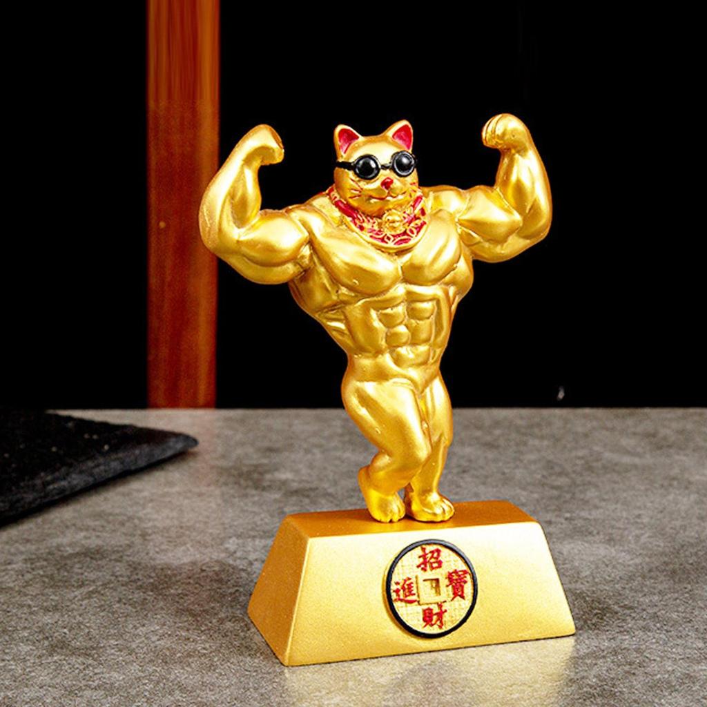 FLAMEER Lucky Cat Muscle Ornament Lucky Cat Good Luck Financial Luck Opening Celebration Business Success Store Gift Gift Shop Opening Decoration