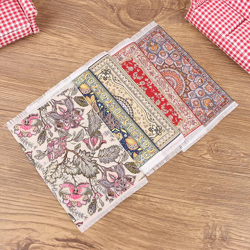 1 adet 1:12 Dollhouse Minyatür Zemin Halı Örtüsü Halı Zemin Mat Modeli Yatak Odası Oturma Odası Dekor Oyuncak Bebek Evi Aksesuarları
