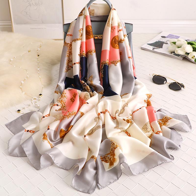 180*90cm Fashion Luxury Brand Scarf Women Shawl  Wrap Spring Muffler Hijab Bufanda Foulard Female Bandana Beach Stoles  Silk