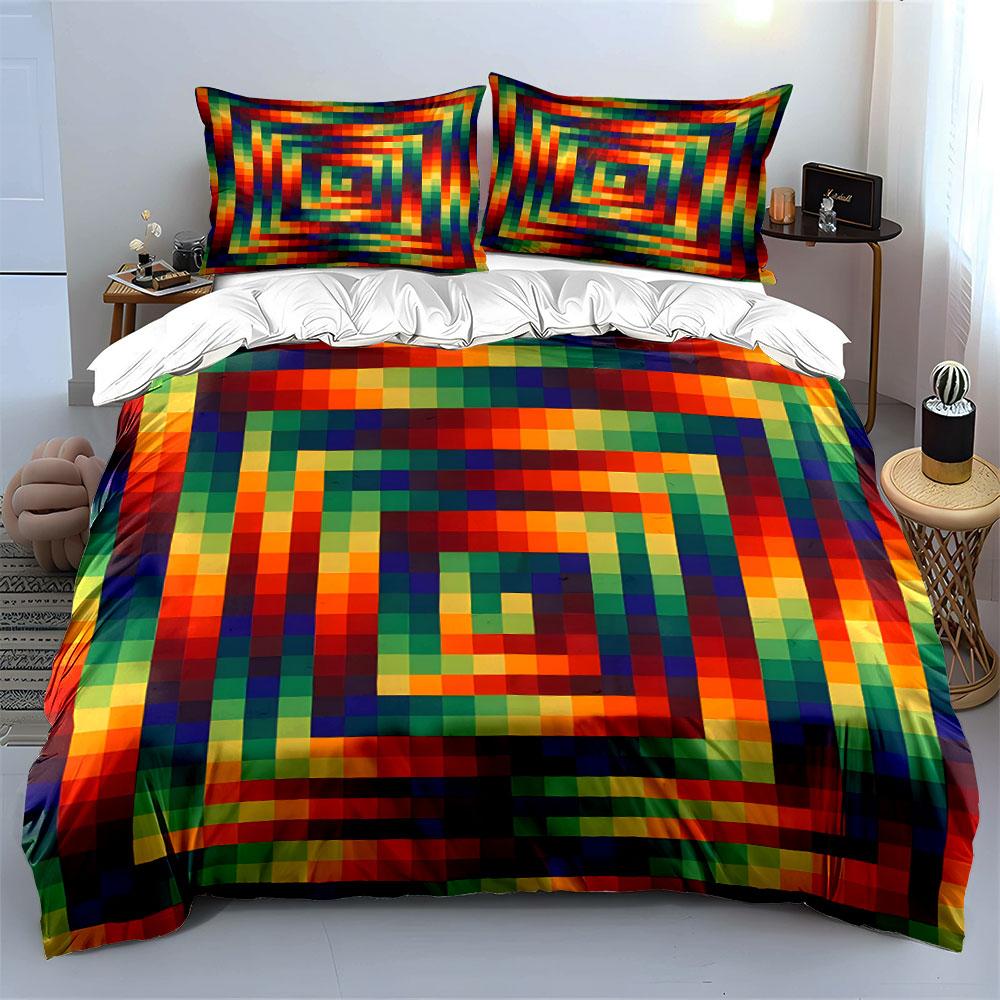 "Rainbow Geometric Bedding Set" Bedding Duvet Cover Set Duvet Cover Pillowcases (1 * Duvet Cover 2 * Pillowcases, Without Duvet Insert)