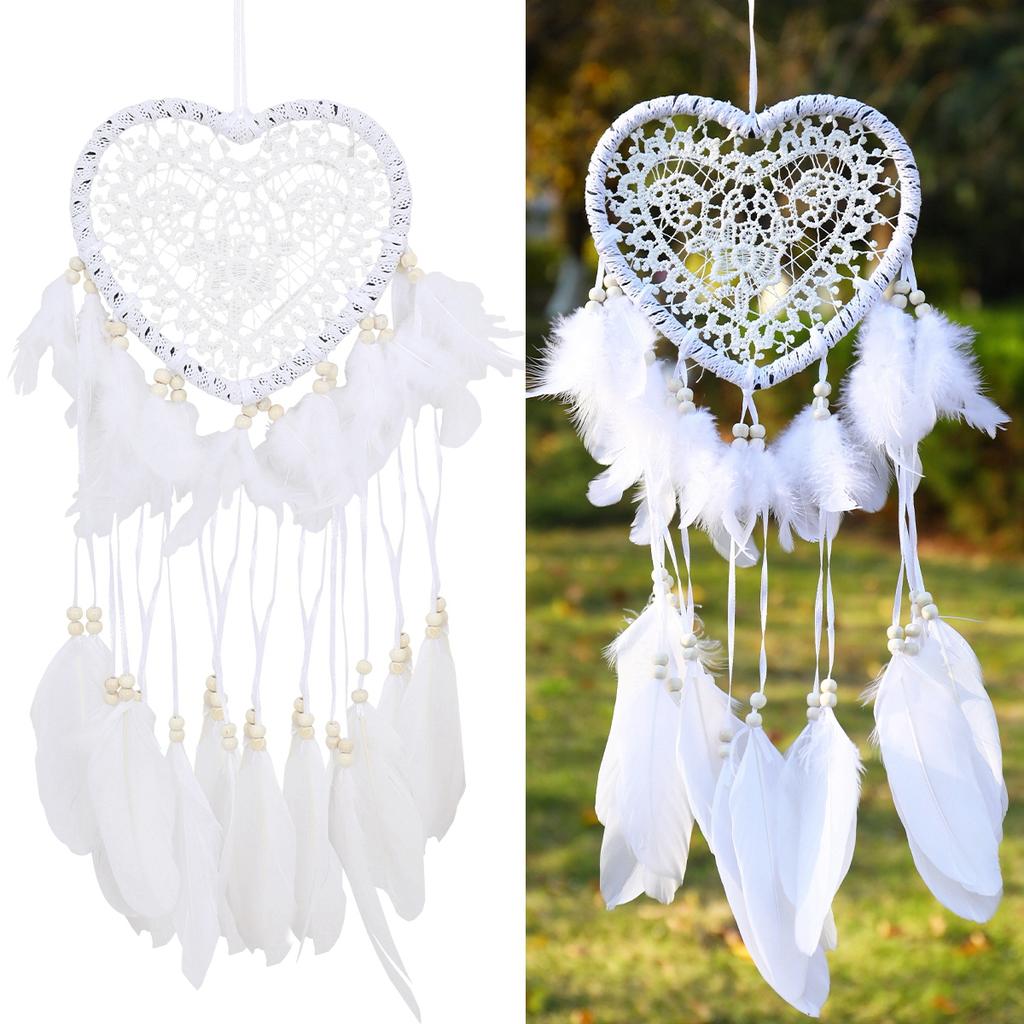White Dream Catcher Heart Handmade Knitted Dream Catcher Home Hanging Decoration Birthday Festival Gift Home Decoration