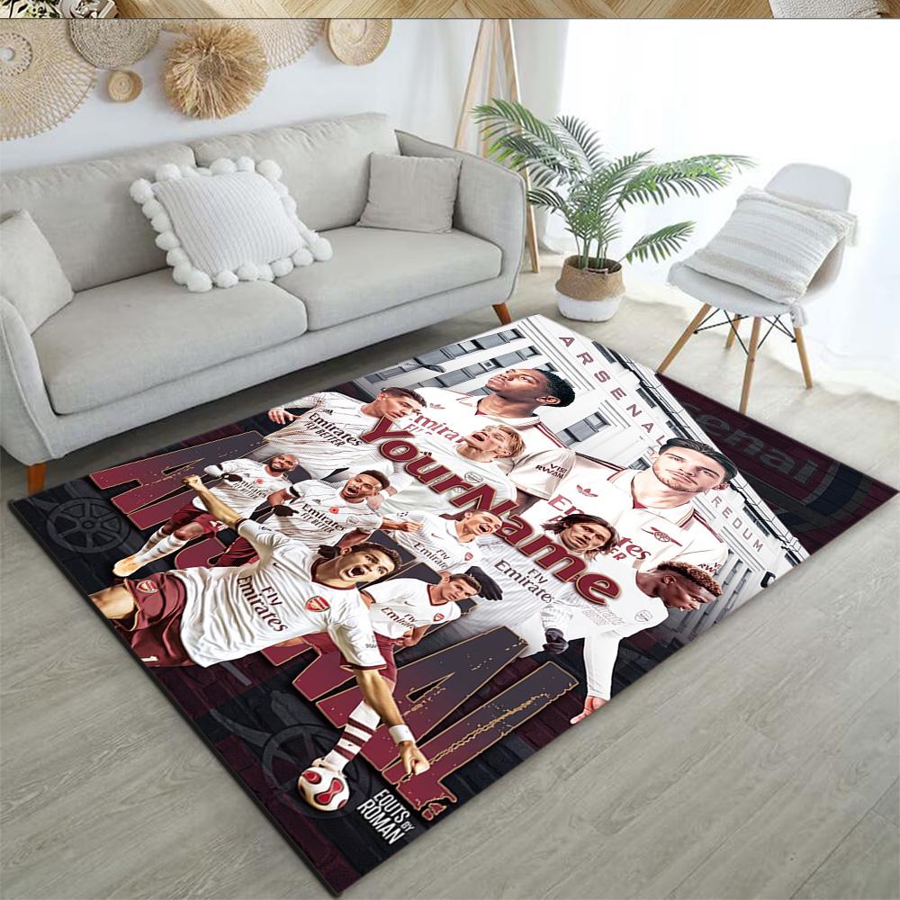 Arsenal Customize Text Area Rug Suitable for Playrooms Outdoor Game Room Hallway Anti-slip Rug Decorate Offices Gift for Festivals