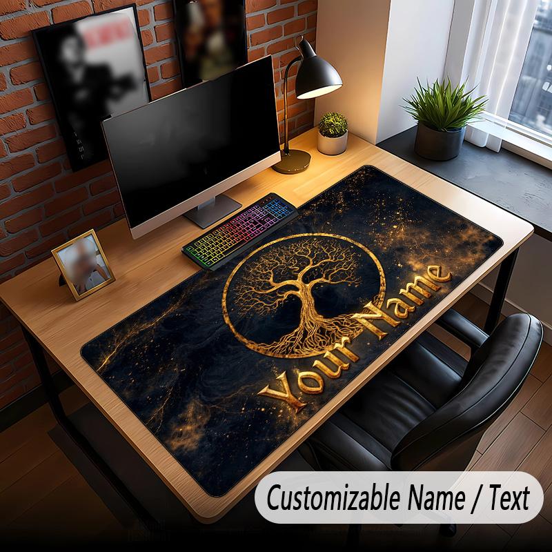 Tree of Life Theme Custom Mouse Pad Personalized With Name Text Customized Desk Mat For Office Home Decor