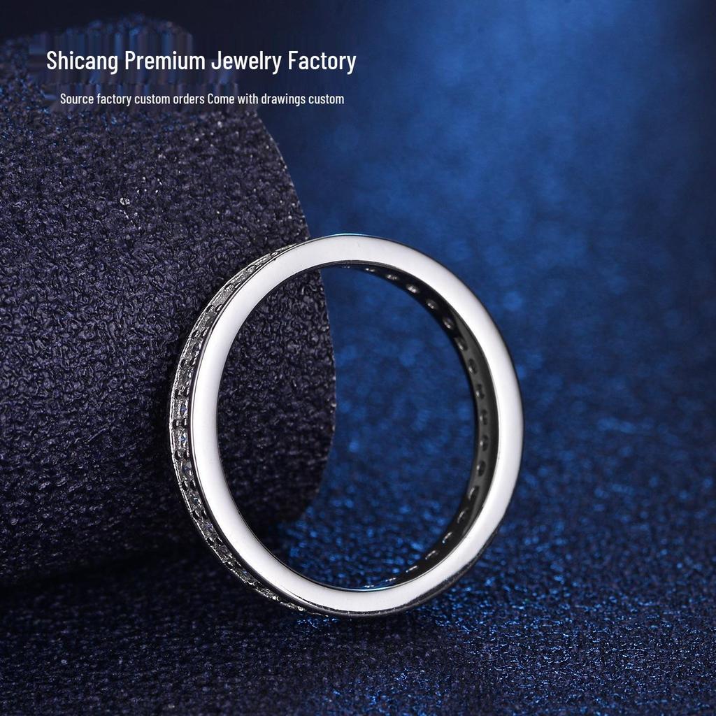 925 Silver Cupronickel-Plated Light Luxury Diamond Ring, Stackable, Versatile, Japanese-Korean Style Women's Fashion Finger Ring.