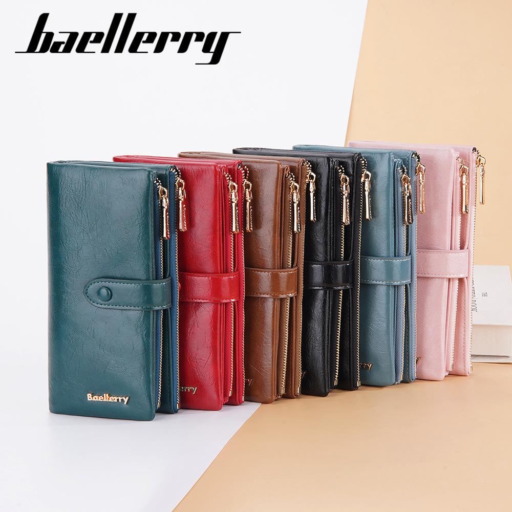 Baellerry Women's Long Purse Multiple Card Slots Wallet Fashion Clutch Bag Cell Phone Bag Zipper Billfold Pu Leather Card Holder