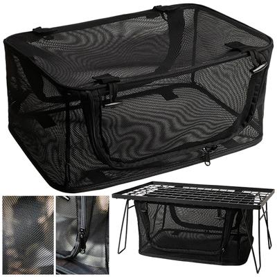 Tableware Storage Net Box Multi-Purpose Under Table Storage Box Portable Foldable Mesh Basket Organizer Outdoor Picnic Tools