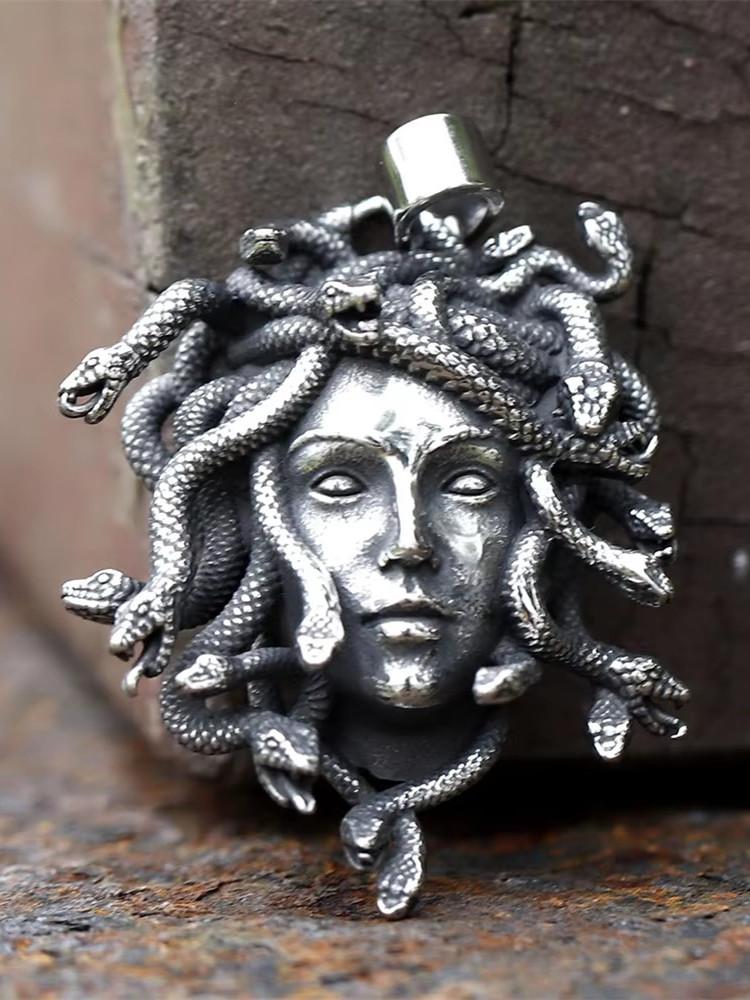 316L Edelstahl Herren Medusa Schlangen Anhänger Halskette Vintage Tier Party Accessoire