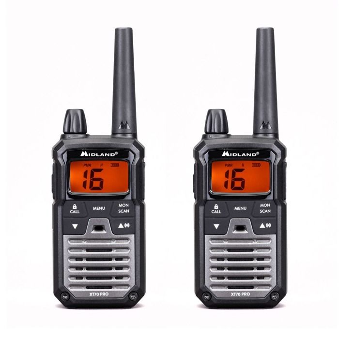Paire de talkie walkie MIDLAND XT70 Pro twin - Avec batterie, chargeur, et clip ceinture - C1465